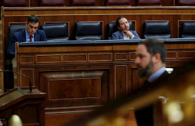 ep el presidente del gobierno pedro sanchez y el vicepresidente segundo pablo iglesias tras el lider