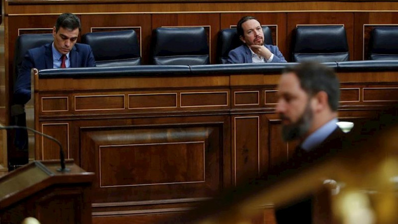 ep el presidente del gobierno pedro sanchez y el vicepresidente segundo pablo iglesias tras el lider
