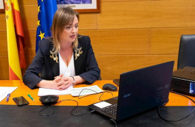 ep la conselleira de politica social participa en una videoconferencia foto de archivo