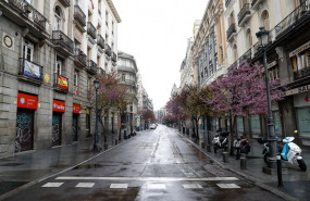 ep la turistica calle mayor de madrid totalmente vacia