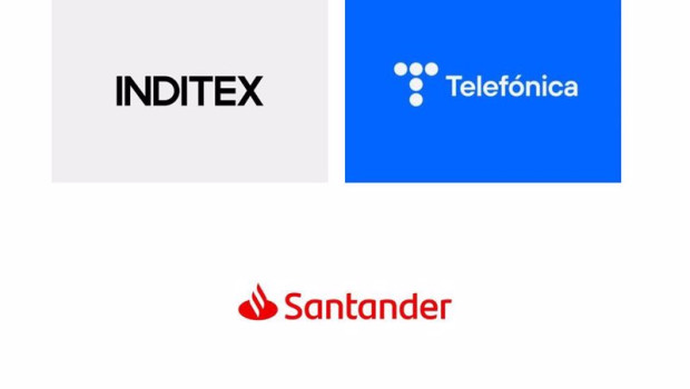 ep logos de inditex telefonica y santander