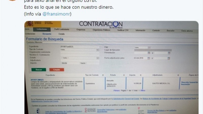 Publicación en Twitter de la diputada de Vox Carla Toscano sobre una licitación para el Orgullo | CARLA TOSCANO/TWITTER ep publicaciontwitterla diputadavox carla toscanouna licitacionorgullo