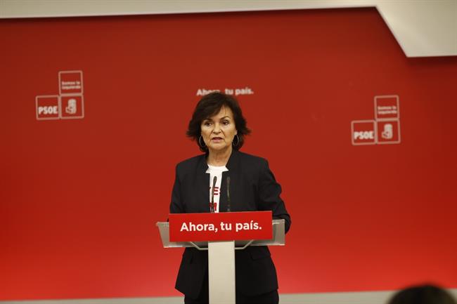 Rueda de prensa de Carmen Calvo en la sede del PSOE | EUROPA PRESS ep ruedaprensacarmen calvola sedepsoe