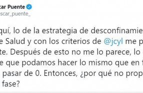 ep tuit del alcalde de valladolid oscar puente en el que opina sobre los criterios de desescalada en