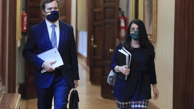 ep el portavoz de vox en el congreso ivan espinosa de los monteros y la secretaria general del grupo