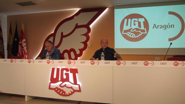 ep el secretario general de ugt pepe alvarez y el secretario general de ugt-aragon daniel alastuey