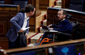 ep el vicepresidente segundo del gobierno pablo iglesias i conversa con el portavoz de unidas