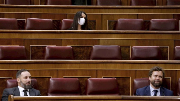 ep la lider de ciudadanos ines arrimadas el lider de vox santiago abascal izda y el portavoz de vox