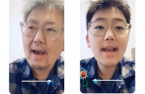 ep ejemplo de la funcion time machine de snapchat que envejece derecha y rejuvenece izquierda la