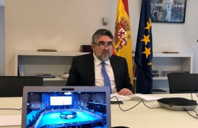 ep el ministro de cultura y deporte jose manuel rodriguez uribes durante una reunion telematica foto
