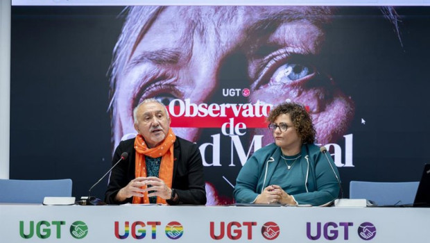 ep el secretario general de ugt pepe alvarez y la secretaria de salud laboral de ugt patricia ruiz