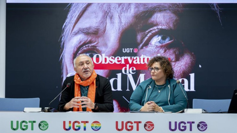 ep el secretario general de ugt pepe alvarez y la secretaria de salud laboral de ugt patricia ruiz