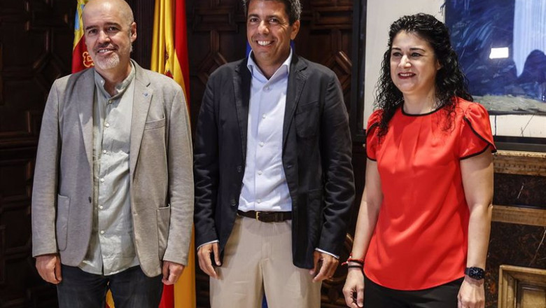 ep i d el presidente de la generalitat valenciana carlos mazon el secretario general de ccoo unai