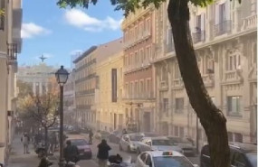 ep imagen del desprendimiento de una cornisa de un edificio en obras en el distrito madrileno de