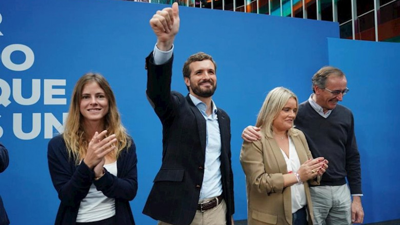 La cabeza de lista al Congreso del PP por Bizkaia, Beatriz Fanjul; el presidente del PP, Pablo Casado; la cabeza de lista del PP al Congreso por Álava, Mari Mar Blanco, y el presidente del PP vasco, Alfonso Alonso, en un acto electoral en Vitoria | H.Bilbao - Europa Press - Archivo ep la cabeza de lista al congreso del pp por bizkaia beatriz fanjul el presidente del pp pablo