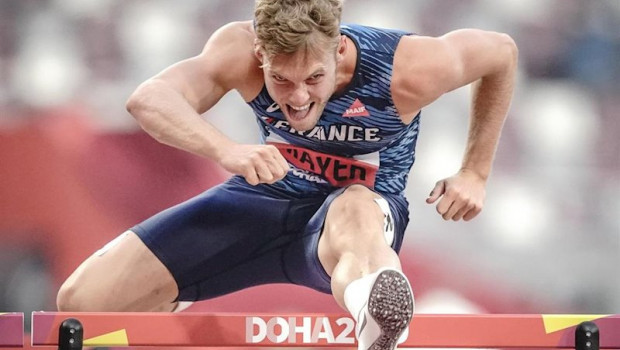ep el decatleta frances kevin mayer en la prueba de 110 metros vallas del campeonato del mundo de