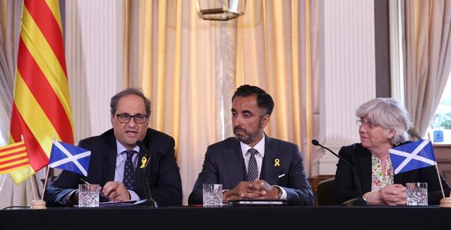 Quim Torra en rueda de prensa desde Escocia junto a C.Ponsatí | GENERALITAT DE CATALUNYA/TWITTER ep quim torraruedaprensaescociaa cponsati