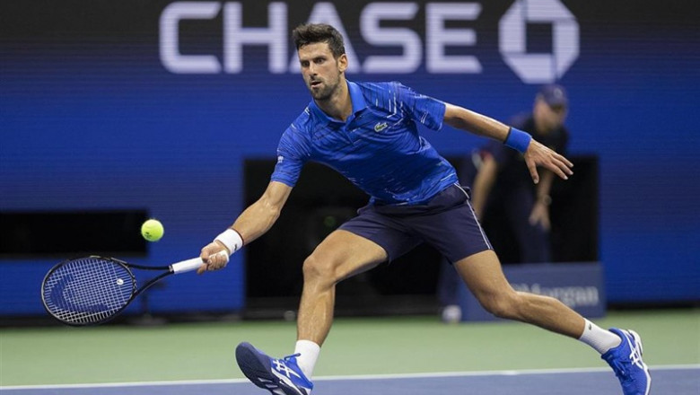 30 August 2019, US, New York: Serbian tennis player Novak Djokovic returns to US Denis Kudla during their men's singles round of 32 match of the 2019 US Open Grand Slam tournament at the Arthur Ashe Stadium. Photo: Javier Rojas/Prensa Internacional via ZU | Javier Rojas/Prensa Internaciona / DPA ep 30 august 2019 us new york serbian tennis player novak djokovic returns to us denis kudla during