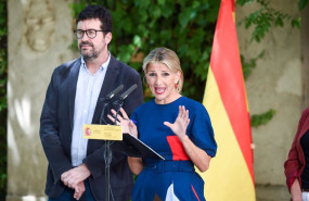 ep archivo   el secretario de estado de trabajo joaquin perez rey y la vicepresidenta segunda del