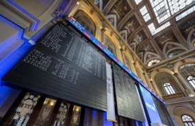 ep archivo   varios paneles del ibex 35 en el palacio de la bolsa a 4 de marzo de 2022 en madrid