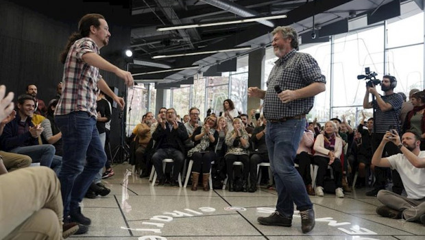 ep el candidato a la presidencia del gobierno por unidas podemos pablo iglesias i y el diputado de
