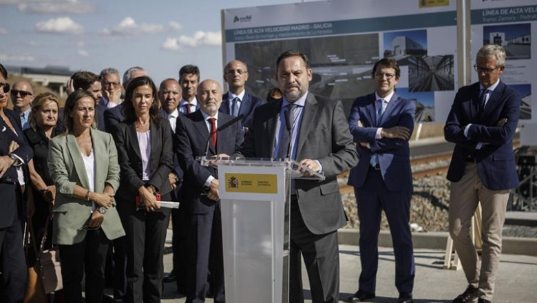 El ministro de Fomento en funciones, José Luis Ábalos, da un discurso en La Hiniesta (Zamora), a donde se ha desplazado para recorrer en un tren de pruebas el tramo Zamora-Pedralba de la Pradería de la Línea de Alta Velocidad Madrid-Galicia y de este modo | Emilio Fraile - Europa Press ep el ministro de fomento en funciones jose luis abalos da un discurso en la hiniesta zamora a donde