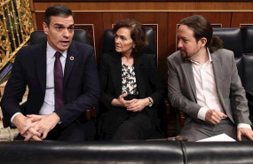 ep el presidente pedro sanche con la vicepresidenta primera carmen calvo y el vicepresidente segundo
