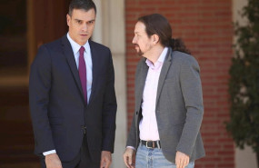 ep i-d el presidente del gobierno en funciones pedro sanchez y el secretario general de podemos