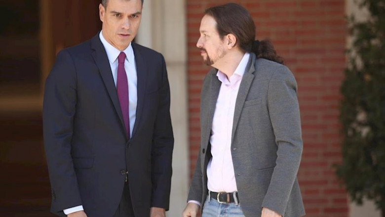 ep i-d el presidente del gobierno en funciones pedro sanchez y el secretario general de podemos