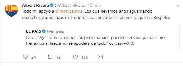 Mensaje de Albert Rivera a Mónica Otra | TWITTER ALBERT RIVERA ep mensajealbert riveramonica otra