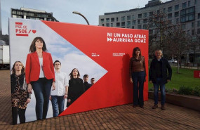 ep la candidata a lehendakari del pse-ee idoia mendia presenta el lema de la campana electoral ni un