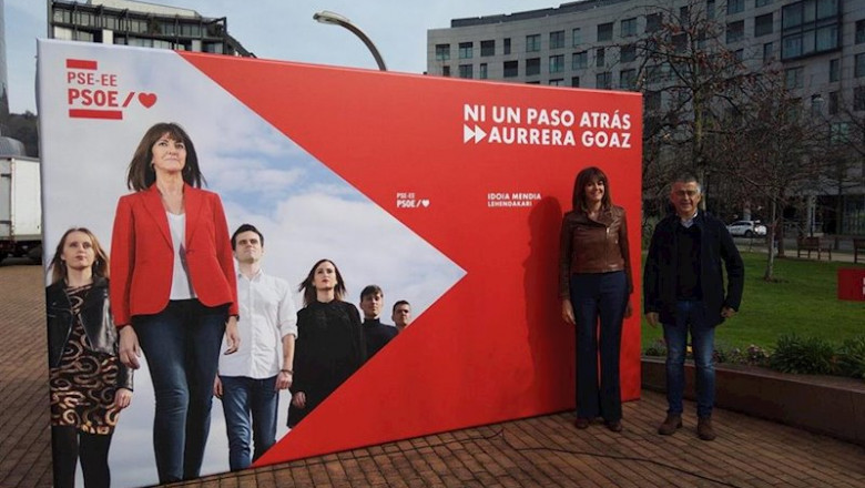 ep la candidata a lehendakari del pse-ee idoia mendia presenta el lema de la campana electoral ni un