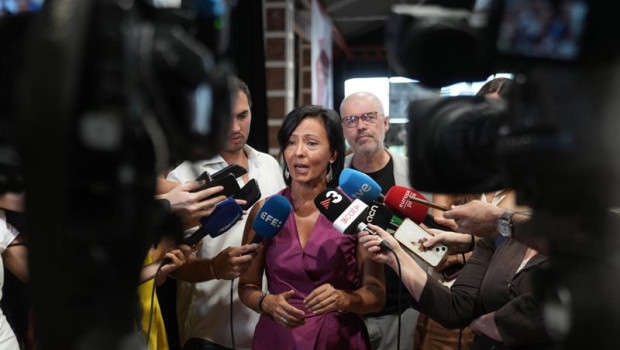 ep la secretaria general de ccoo en catalunya belen lopez durante la celebracion del 50 aniversario