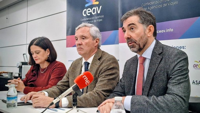 ep archivo   rueda de prensa de la confederacion espanola de agencias de viajes ceav