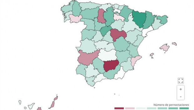 ep variacion anuallas pernoctaciones hotelerasjunioprovincias ine