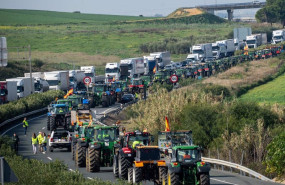 ep agricultores y ganaderos en andalucia cortan la a4 a la altura de carmona con tractores