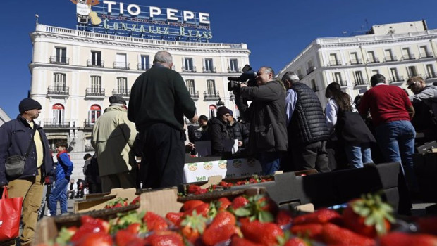 ep archivo   mas de 2000 tarrinas de fresas de huelva son repartidas por parte de la union de