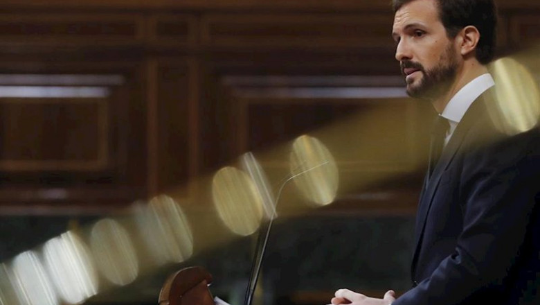 ep el lider del partido popular pablo casado interviene en el pleno del congreso que debate este