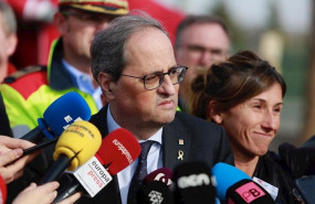 ep el presidente de la generalitat quim torra atiende a los medios en el lugar afectado por el