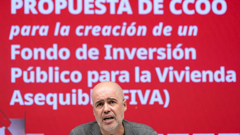 El secretario general de CCOO, Unai Sordo, durante una rueda de prensa de este jueves. | Diego Radamés - Europa Press ep el secretario general de ccoo unai sordo durante una rueda de prensa de este jueves