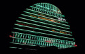 ep el edificio la vela de bbva iluminado de color verde