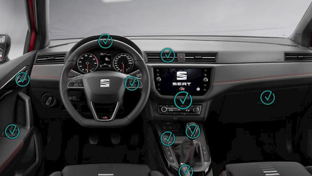 ep imagen de los puntos a desinfectar del interior de un coche