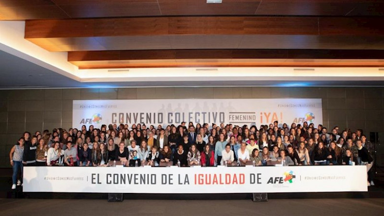 Jugadoras de la Primera Iberdrola se reúnen en Madrid para reclamar la firma del convenio colectivo | AFE ep jugadoras de la primera iberdrola se reunen en madrid para reclamar la firma del convenio