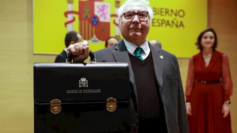 ep el nuevo ministro de universidades manuel castells en el acto de toma de posesion el pasado mes
