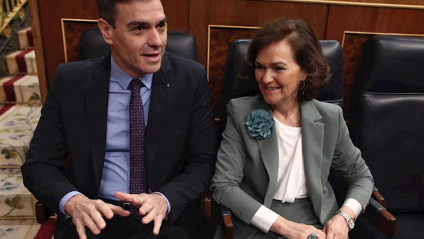 ep el presidente del gobierno pedro sanchez y la vicepresidenta carmen calvo en una sesion de