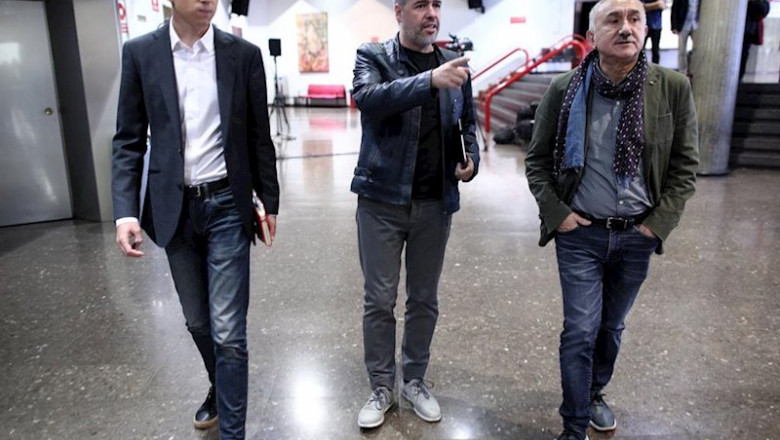 ep i-d el lider de mas pais inigo errejon el secretario general de ccoo unai sordo y el secretario