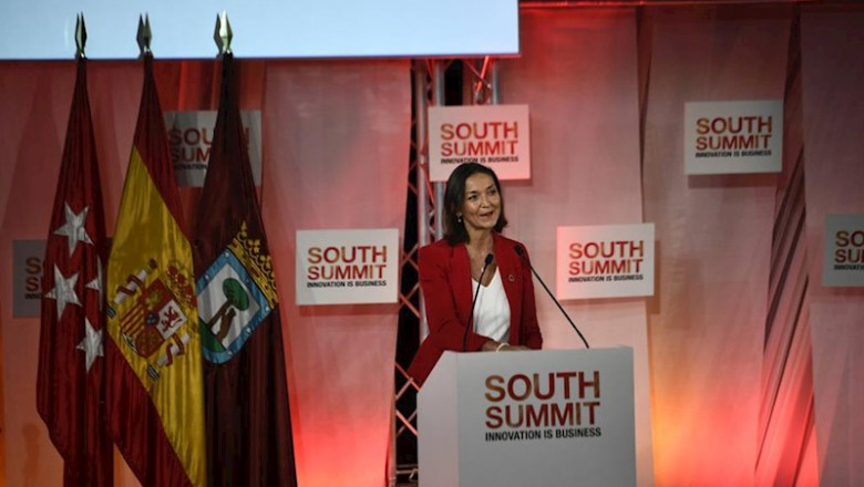 La ministra de Industria, Comercio y Turismo en funciones, Reyes Maroto durante su intervención en la South Summit, en La Nave, en Madrid, a 4 de octubre de 2019. | Óscar Cañas - Europa Press ep la ministra de industria comercio y turismo en funciones reyes maroto durante su intervencion en