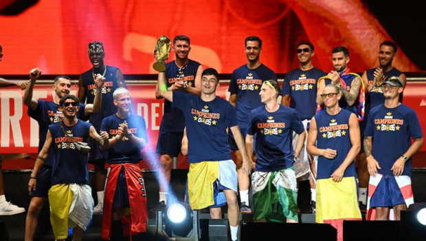 ep los jugadores de la seleccion durante la celebracion del mundial en cibeles a 20 de julio de 2026