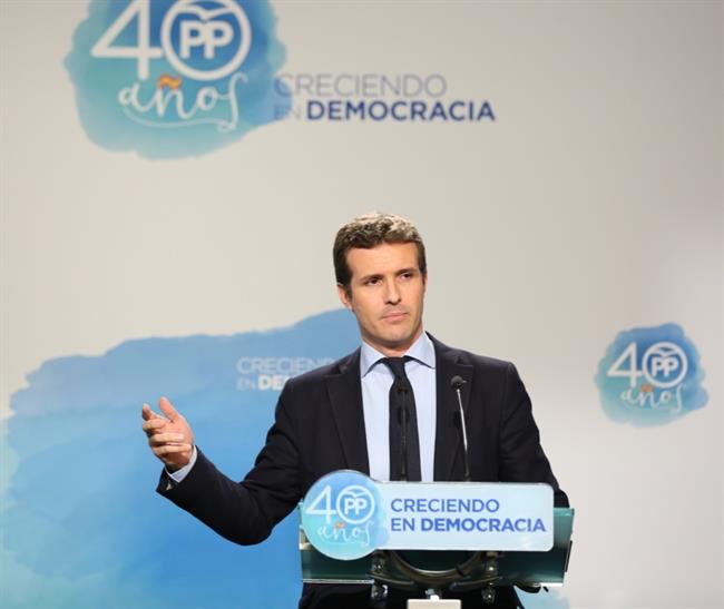 Rueda de prensa de Pablo Casado en la sede del PP | EUROPA PRESS ep ruedaprensapablo casadola sedepp 20170918152303