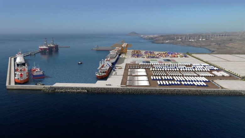 ep simulacion de como quedara el puerto de granadilla tenerife tras la inversion prevista de 93